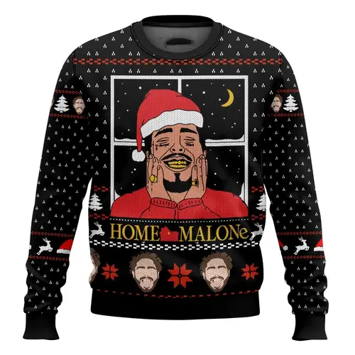 Merry Christmas alone at home Ugly Christmas sweater cartoon animation Men's pullover 2026 fashionable couple shirts Sweatshirt - Image 8