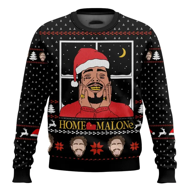 Merry Christmas alone at home Ugly Christmas sweater cartoon animation Men's pullover 2026 fashionable couple shirts Sweatshirt - Image 8