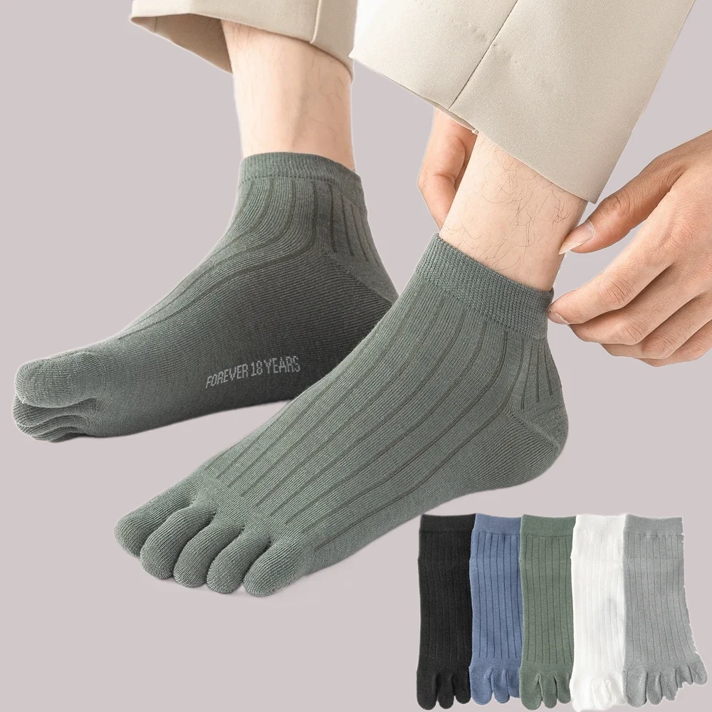 

5/10 Pairs Summer Five Finger Socks for Men High Quality Thin Cotton Toe Socks with Separate Fingers Low Cut Ankle Sports Socks