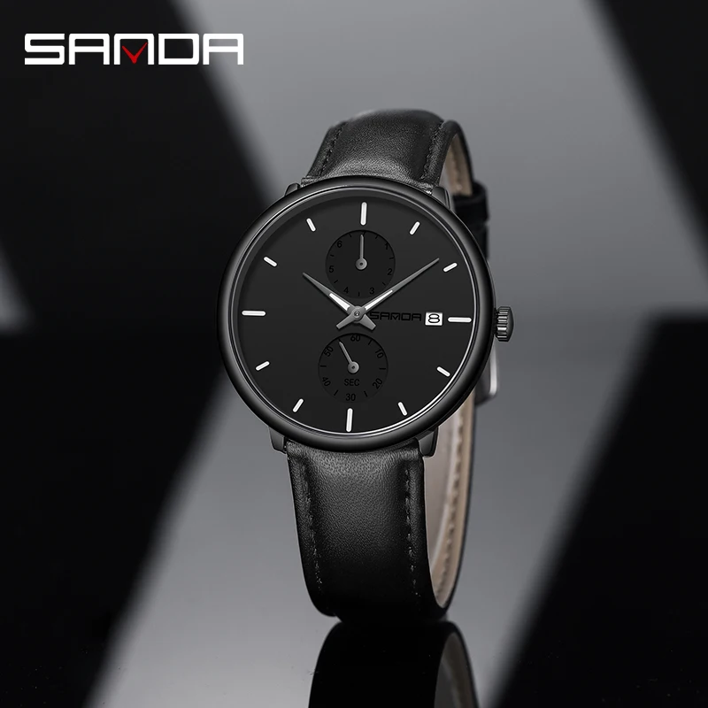 

SANDA New Sports Belt Calendar Waterproof Quartz Watch Fashionable and Minimalist Men's Mesh Strap Fluorescent Relogio Masculino