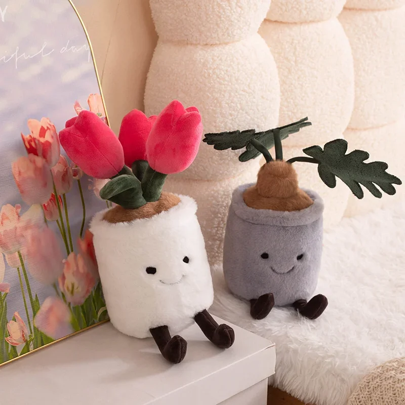 Jellycat Potted Plant Plush Toys Kawaii Plantes Stuffed Dolls Cartoon Throw Pillow Home Decor Toy Birthday Gift for Kids Friends