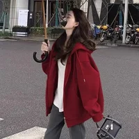 Redzip Women's Loose Fit Sweatshirt Jacket Spring Autumn 2025 New Style Casual Cardigan Hooded Top For Fashion