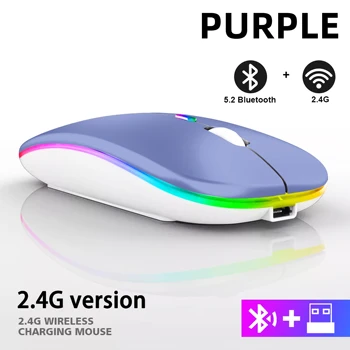 Rechargeable Bluetooth Wireless Mouse with 2.4GHz USB RGB 1600DPI Mouse for Computer Laptop Tablet PC Macbook Gaming Mouse Gamer 9
