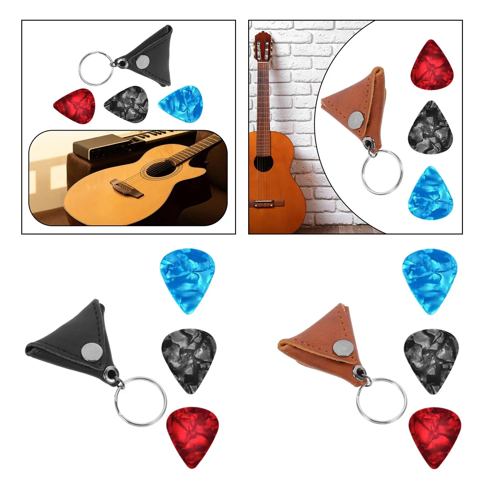 Guitar Picks Holder with 3Pcs Guitar Picks for Players Electric Women