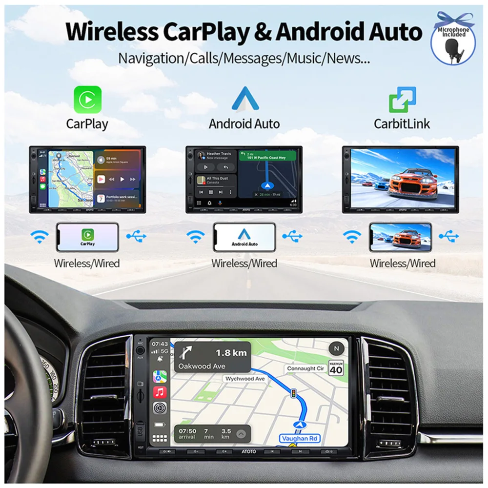 ANDROID - エイノ　2台 ATOTO 7 inch Double 2 Din Android Car Stereo 4G LTE WIFI GPS