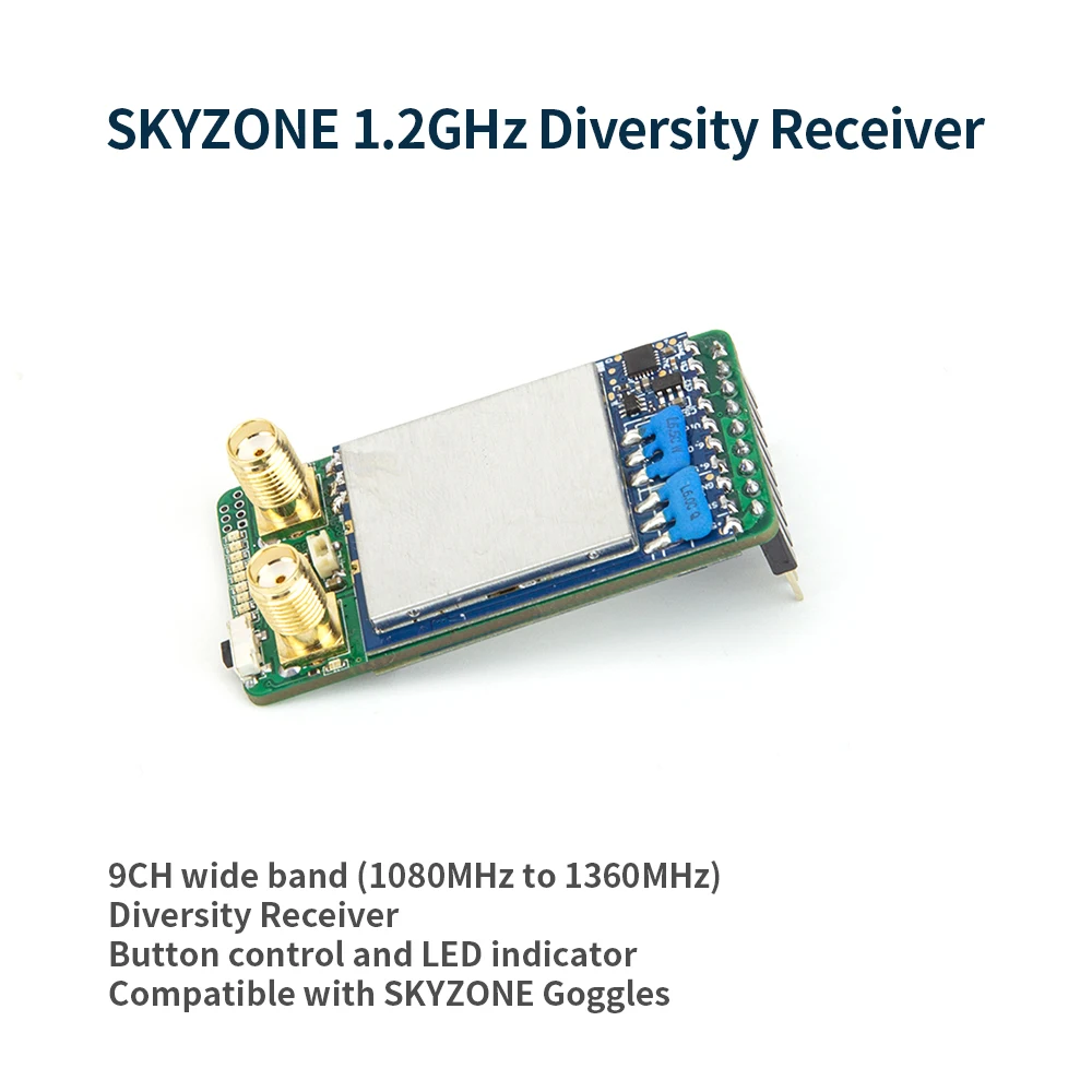 

SKYZONE 1.2GHz Diversity Receiver VRX Video Receiver 9CH Wide Band (1080MHz to 1360MHz) Compatible With SKYZONE FPV Goggles