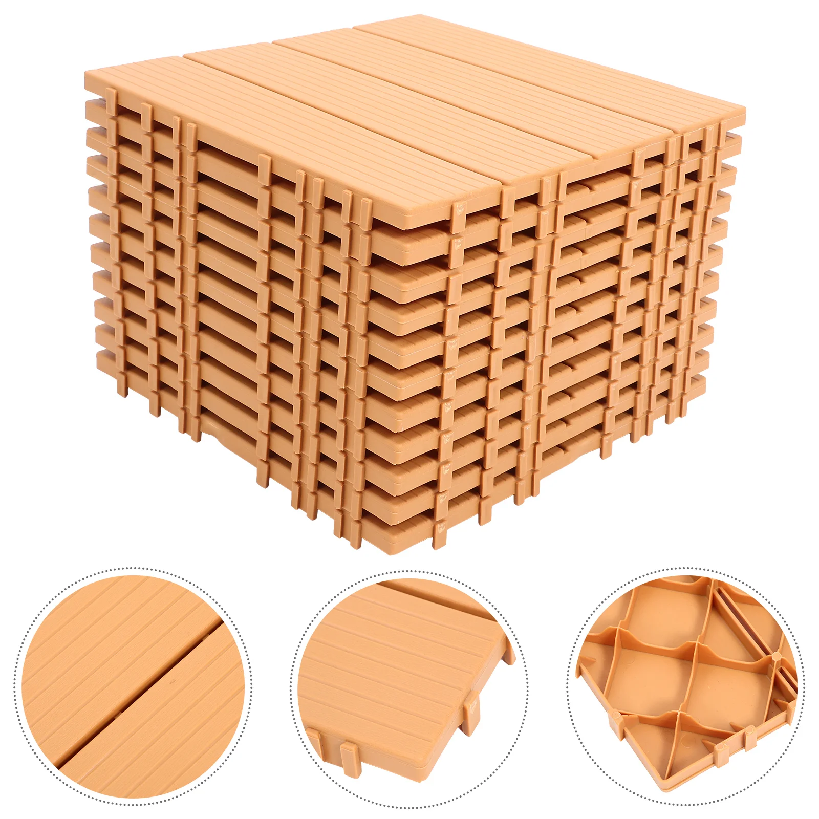 

11 Pcs Timber Deck Outdoor Decor Plastic Rug Tile Home Pp Patio Tiles Imitation