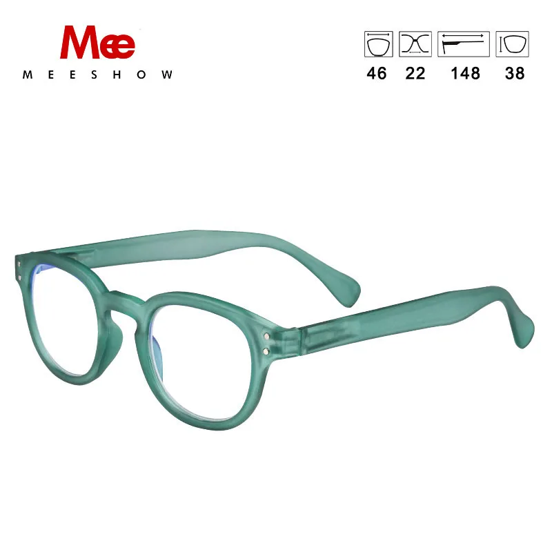 MEESHOW Anti blue ray reading glasses men women eye glasses Green round blue light blocking presbyopia with diopter stylish 1513 2