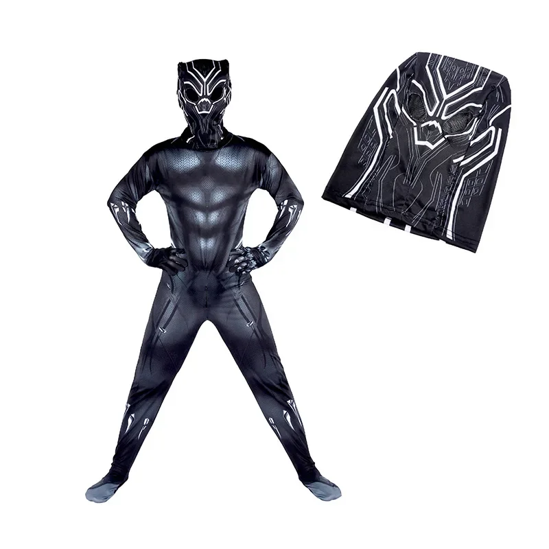 Halloween Clothes Set Anime Black Kids Panther Spiderman Venom Cosplay Costume Boy Girl Jumpsuit Children Party Bodysuit Toddler