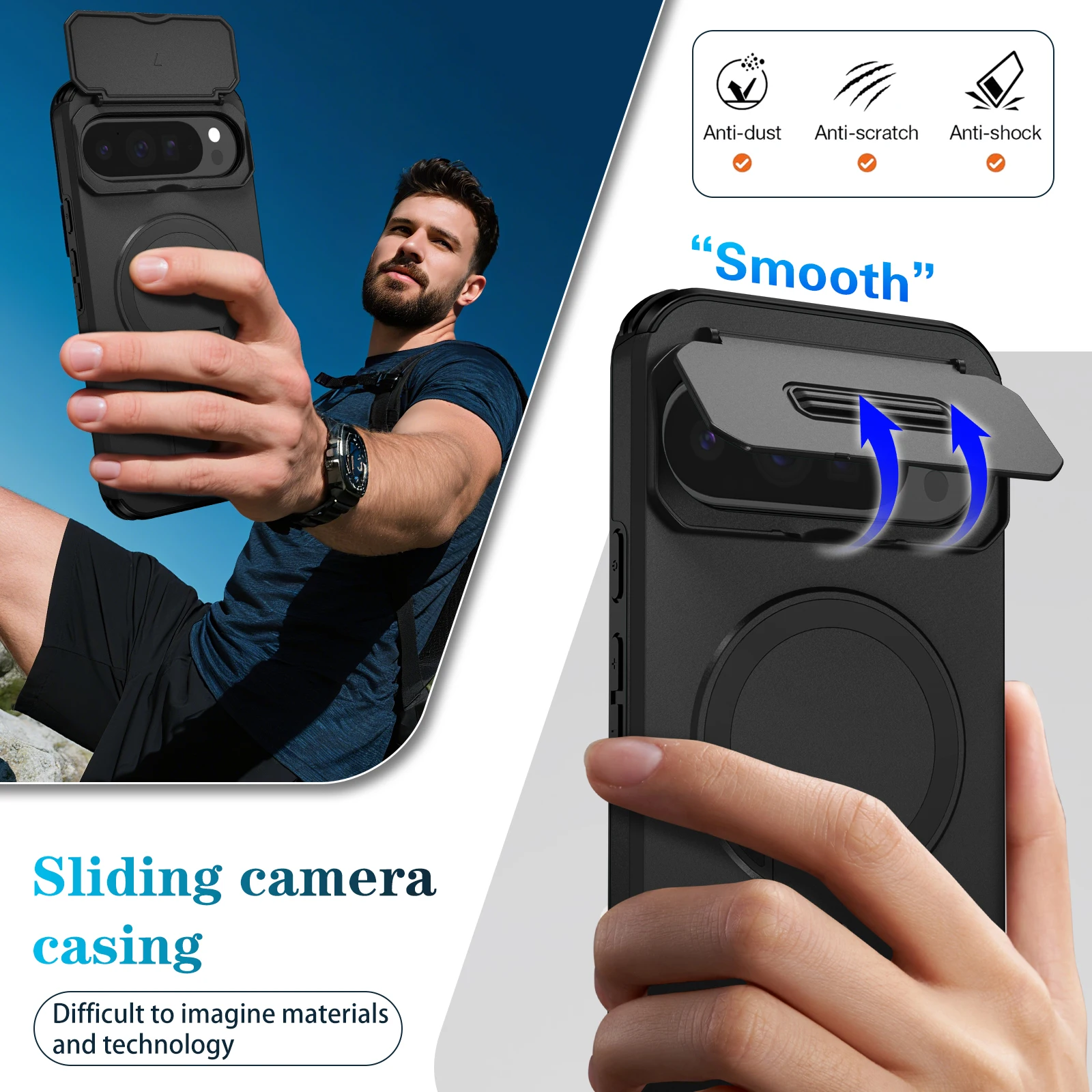 Rugged Armor Magnetic Charge Stand Case with Slide Camera Cover