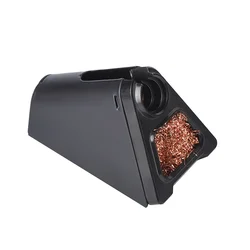 Enhanced Aluminum Alloy Electric Soldering Iron Stand with Cleaning Copper Ball and Solder Wire Flux (Black)