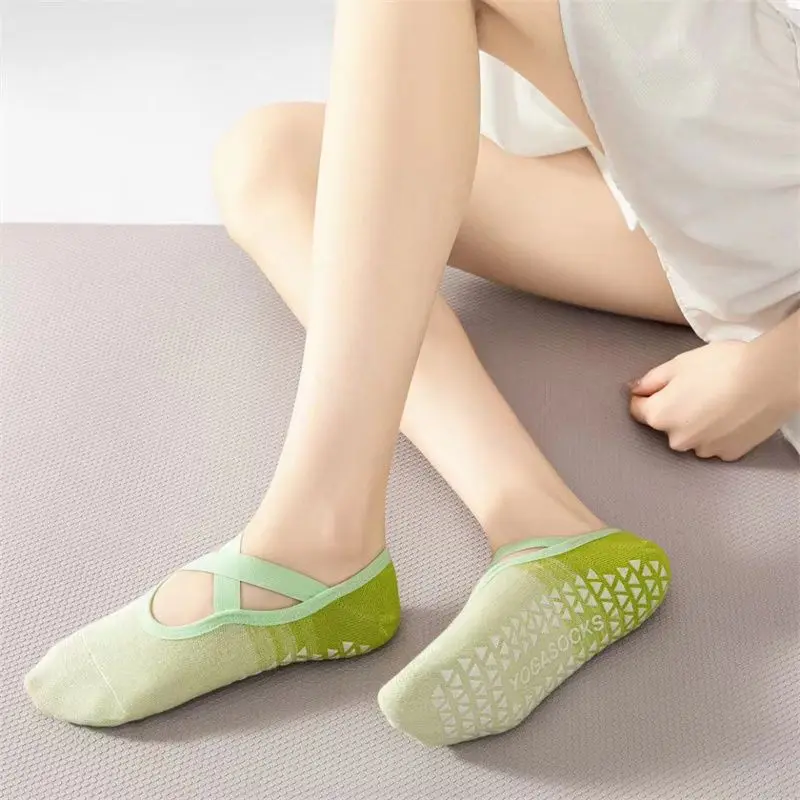 여성용 그라데이션 실리콘 미끄럼 방지 요가 양말, 필라테스 그립, 노쇼 양말