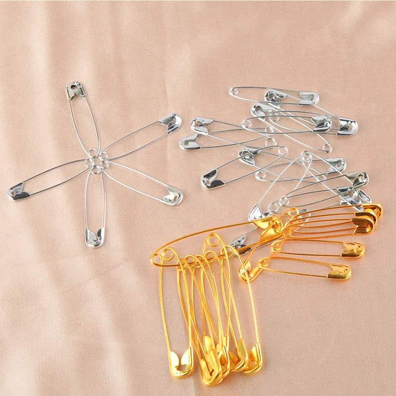 Description Picture 6 of item100Pcs High Quality Safety Pins Paper Clip DIY Sewing Tools Gold Silver Metal Needles Large Safety Pin Brooch Accessories