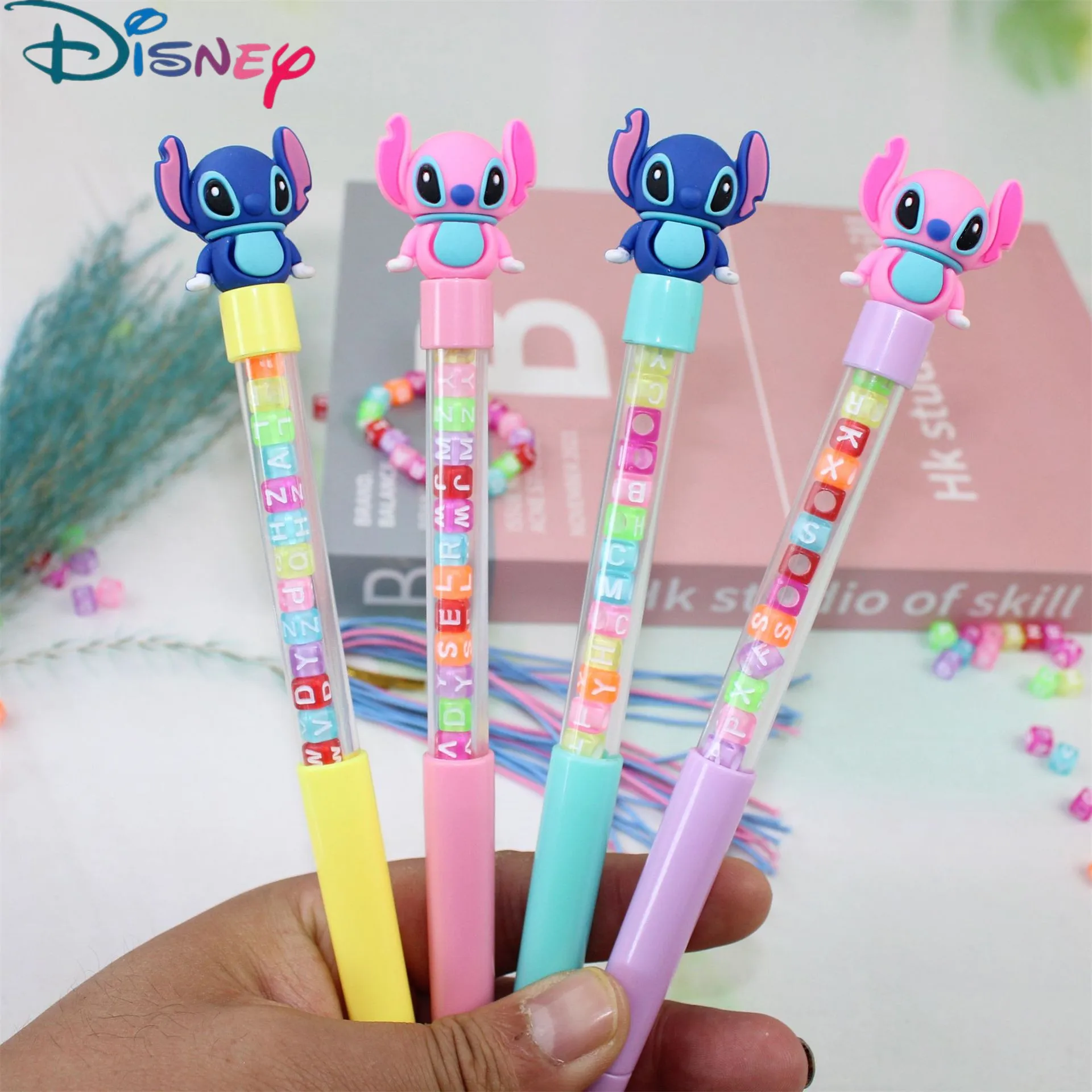 Disney Stitch Diy bracelet Gel Pen Creative Kawaii Stitch Gel Pen Gift Student Incentive Supplies Writing Tools School Supplies