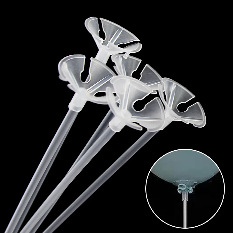 

10/20/30Pcs Latex Balloons Sticks 32cm PVC Macaron Transparent White Balloons Holders with Cups for Birthday Wedding Decoration