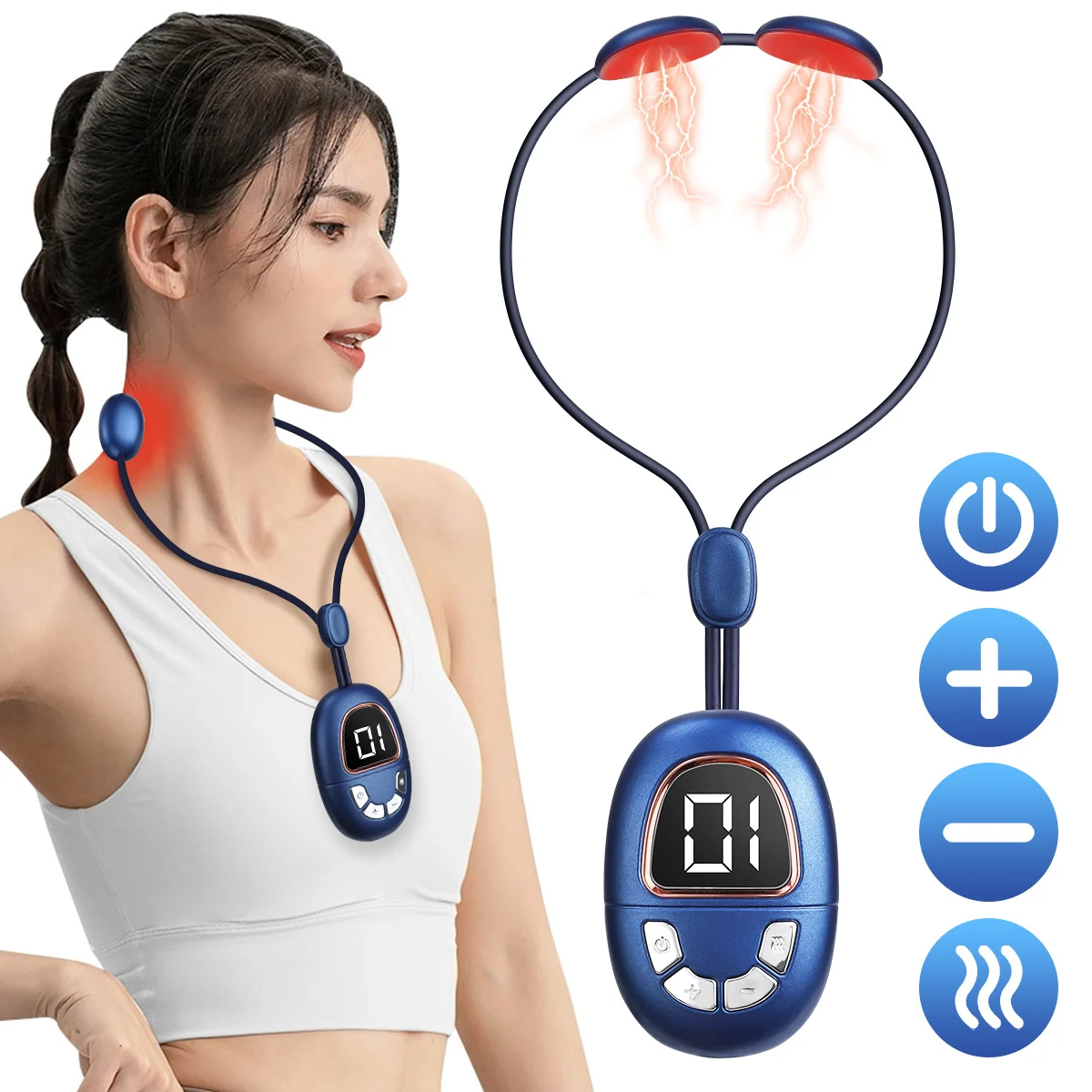 Hanging Neck Massager Deep Tissue Shoulder Back Massage Wireless Portable Electric Neck Pulse Massager Pain Relief