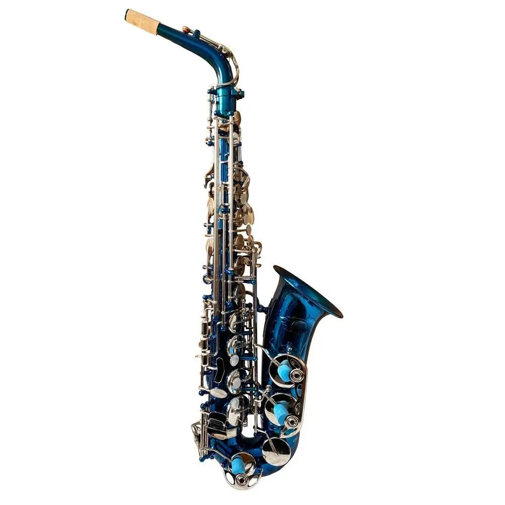Easter Music intermediate blue glossy lacquered alto saxophone with nickel keys