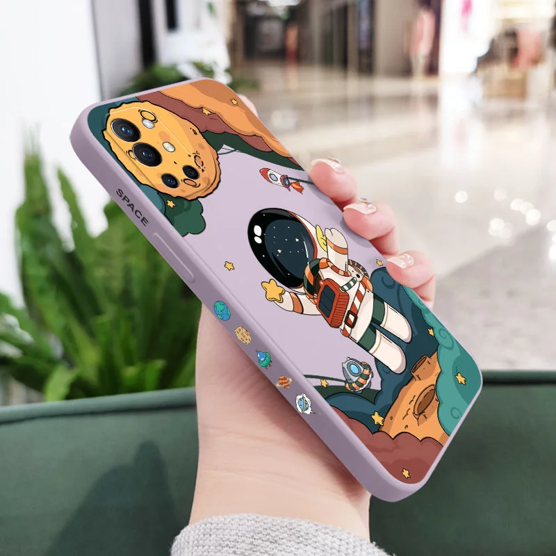 thumbnail image 1 of Funda de teléfono Hello Astronaut para Oneplus 10 10T 10R 9R 9RT 9 8T 8 7 7T Pro 5G funda de silicona líquida, 1 of 5