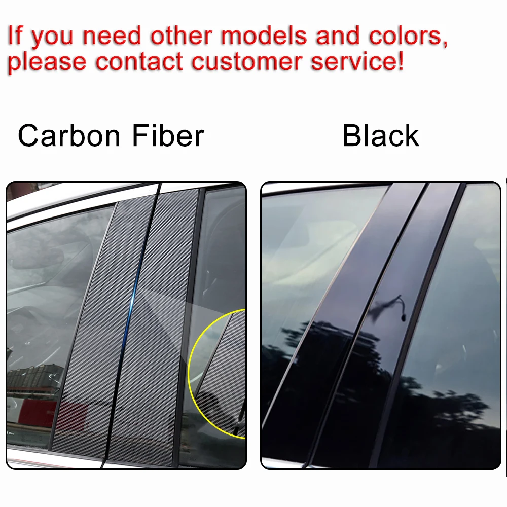 For Toyota Camry XV40 XV50 XV70 2006- 6Pcs Car Window Door Column B C Pillar Post Cover Trim Black Mirror Effect PC Sticker