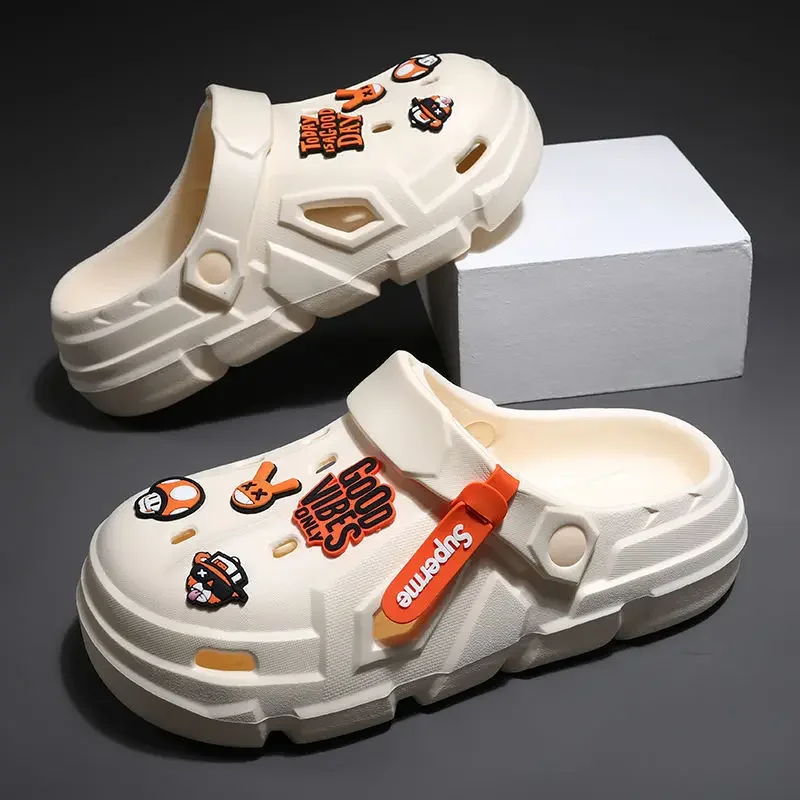 Summer Men Clogs Non-slip Thick-soled Casual Shoes Outerwear Beach Soft-soled Baotou Slippers Men's Slippers Sandals