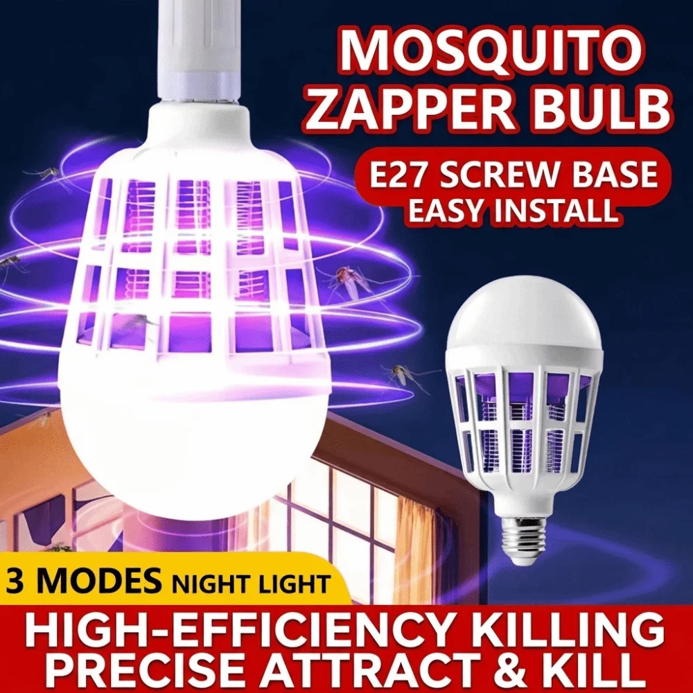 2 in 1 LED 모기 킬러 전구 플러그인 램프 홀더 포함 모기 퇴치 램프 에너지 절약 360도 벌레 포획 조명