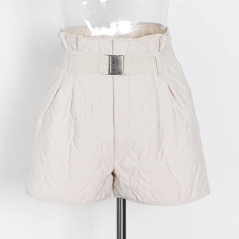 

Women Shorts A-line High Waist Pressed Belted Zipper Pockets Pleated Casual Solid Pants Streetwear Office Lady Versatile Clothes
