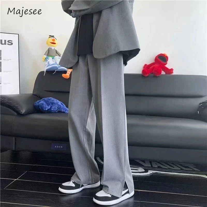 

Pants Men Baggy All-match Spring Full-length Oversize Casual Clothing Japanese Streetwear Trendy Solid Bottoms Designer Fashion