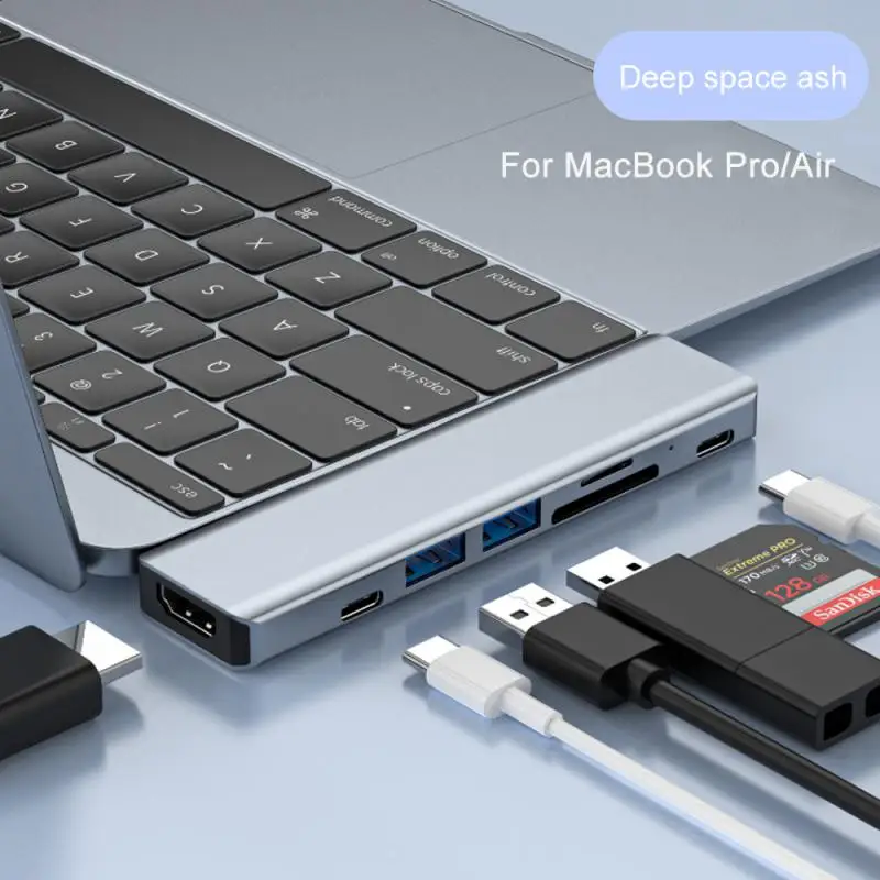 

RYRA USB C HUB Dual Type-C To USB 3.0 4K HDMI For MacBook Pro Air 2018 - 2020 Adapter Thunderbolt 3 PD Dock TF SD Reader Type C