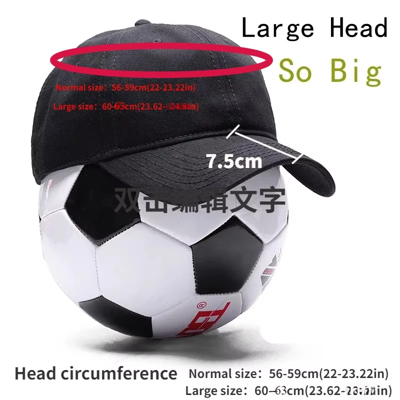 Big Size Hat for Men  Man Large Head Baseball Cap Sold Color Soft Cotton Plus Sport Snapback Lady Large Sun Caps 56-60CM 61-63CM 4