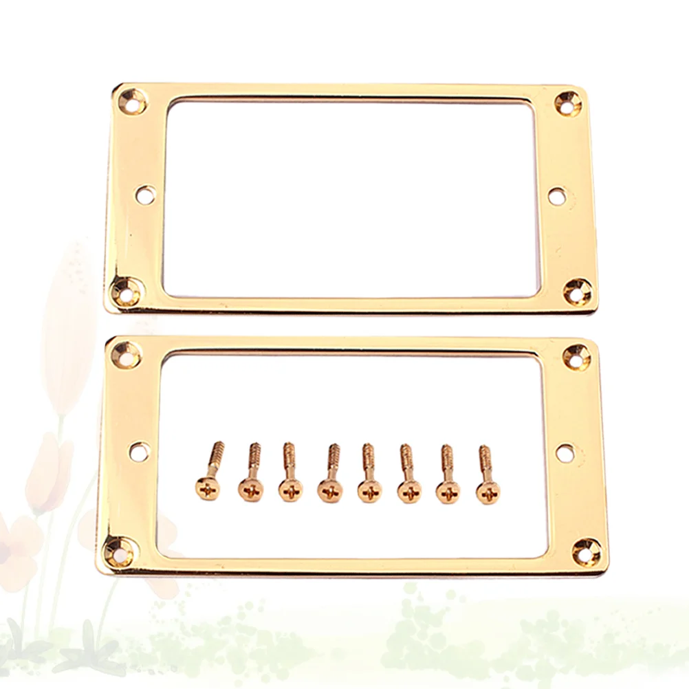 

Flat Metal Humbucker Pickup Mounting Rings Frame Mounting Ring Flat Base Pickup Frame with Screws 92x46mm (Golden)