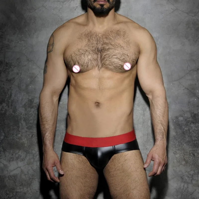 

Men's Sexy G String Thong Bikini Men Underwear Faux Leather Elastic T-Back Homme Underpants Briefs Erotic Male Panties Lingerie