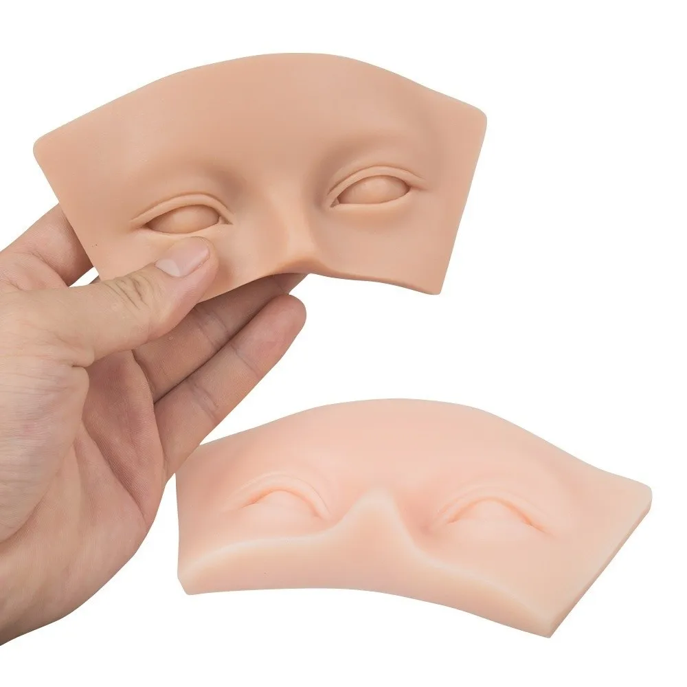 부드러운 3D 속눈썹 연장 연습용 피부 재사용 가능 시뮬레이션 트레이닝 연습 헤드, 쉽게 착색 가능한 실리콘 접착 속눈썹 마네킹 모델