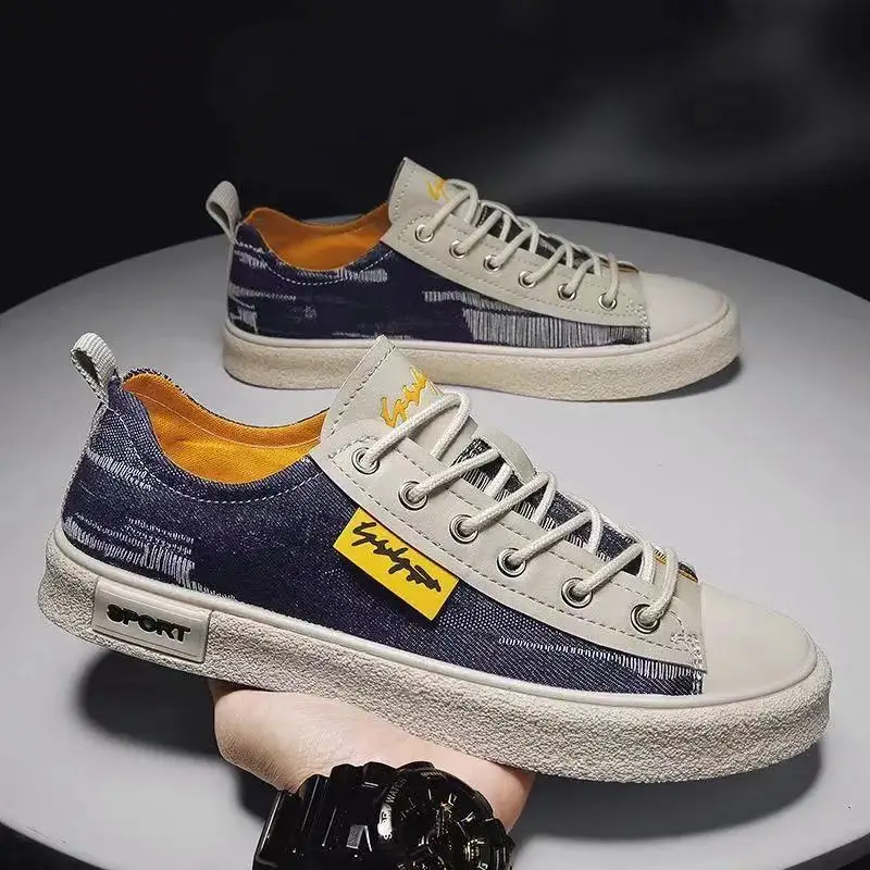 

2023 New Men Vulcanize Shoes Classic Boys Canvas Shoes Platform Male Lace Up Sneaker Slip On Man Casual Shoes Youth Jeans Flats