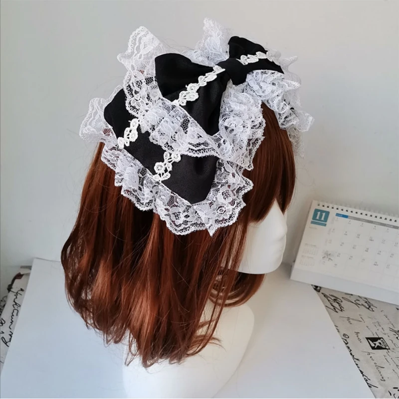 Victorian Lace Headband Sweet Big Bow Kawaii Hair Hoop Lolita Cosplay Headdress Costume Headband