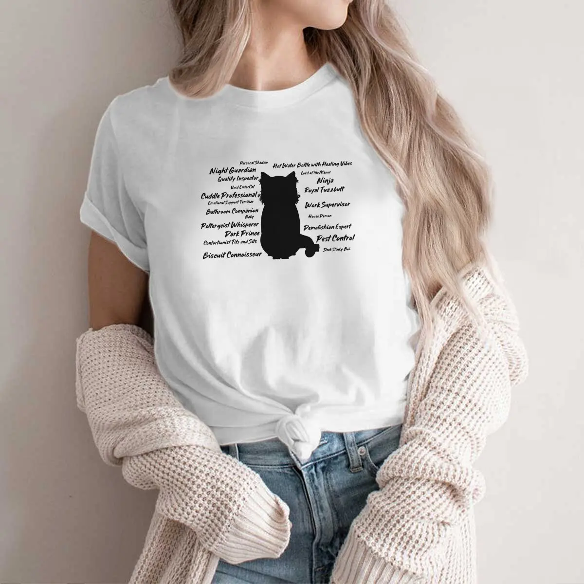 

House Panthers Hip Hop Polyester TShirt Black Cats Creative Streetwear Leisure T Shirt Women