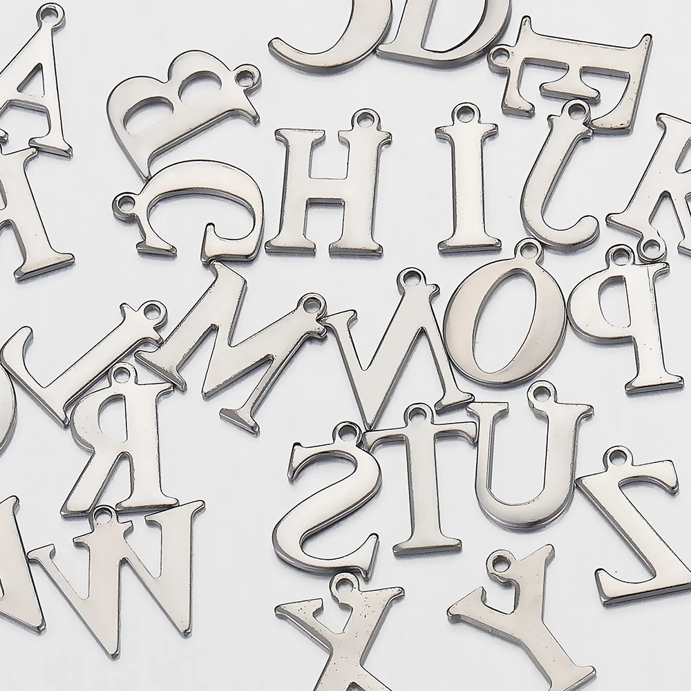 20 Stück Edelstahl Gold Buchstaben Charm Initial Charms Alphabet Perlen Anhänger sortiert für Armband Halskette Schmuckherstellung DIY – Detail 16