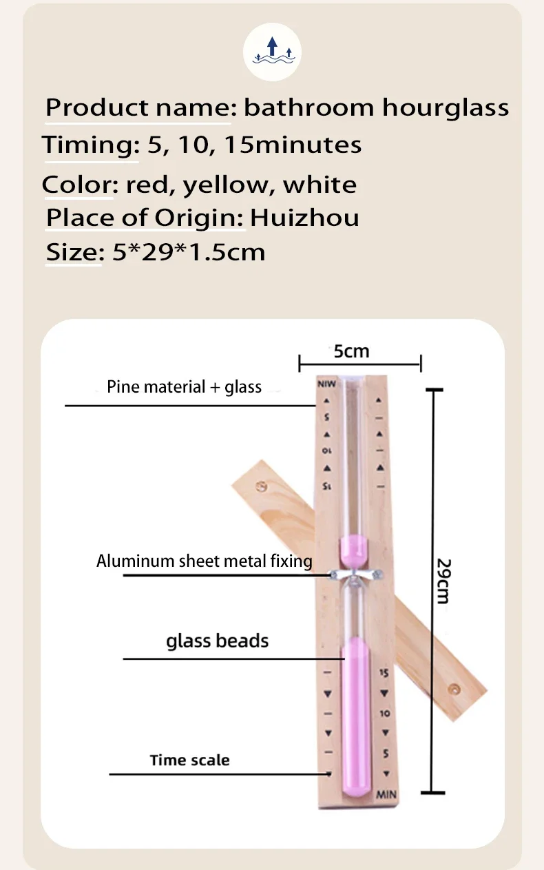 Description Picture 4 of itemBathroom Hourglass Wooden Rotating Timer 15/30min Sauna Timer Wall Mounted Explosion-Proof Glass Hourglass Ornament