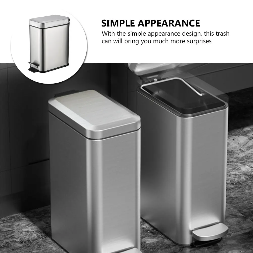 Poubelle à Pédale Slim 50 Litres Argent - Rectangulaire, Design Moderne Pour Cuisine