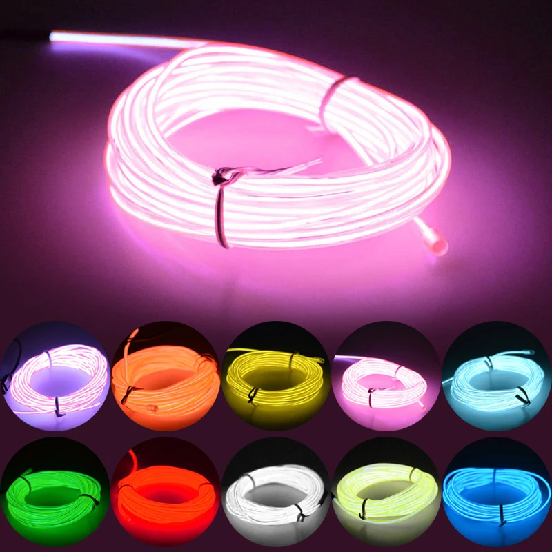 10 Styles New Practical 1M/3M Flexible LED Light Glow EL Wire Light