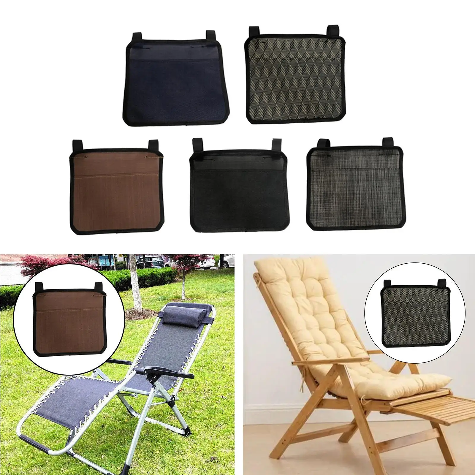 Leisure Chair Anti Gravity Chair Side Storage Bag Book Holder for Patio Camping Folding Chair