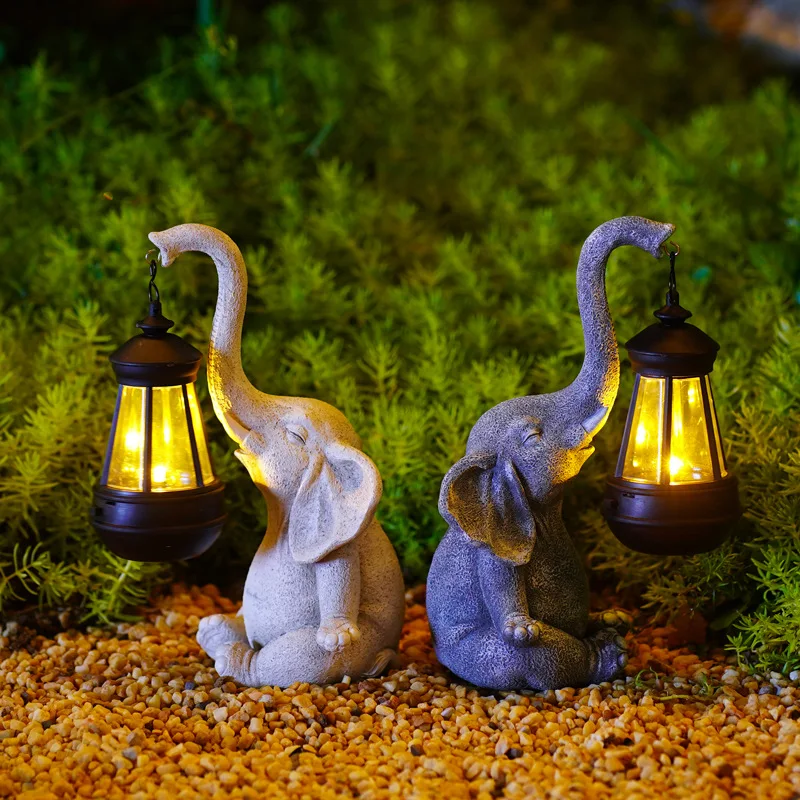 

Solar Lights Elephant Ornaments Animal Resin Crafts Creative Outdoor Garden Decoration Home Courtyard Landscape Lawn Lights