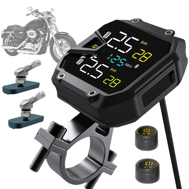 Motorcycle TPMS Tire Pressure Monitoring System with 2 Sensors Wireless Tire Pressure Monitoring System Motorcycle Accessories