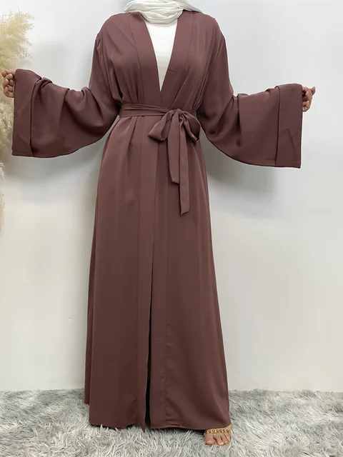 Chog omenRamadan Simple Open Abaya pour femmes, Dubaï, Turquie, Kaftan musulman pour femmes, Kimono, Robe modeste, Caftan Marocain, Vêtements Islamiques