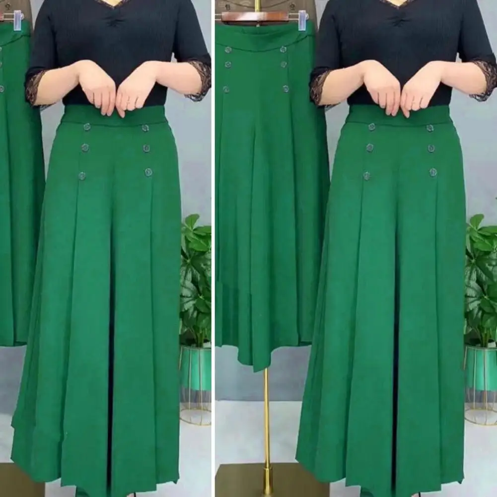 

Stylish Skirt Pants Solid Color Dress-up Draped OL Style Commute Lady Trousers