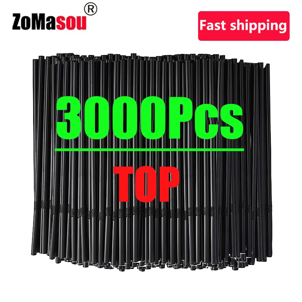Drinking Straws 50-3000PCS Colorful & Black Kunststof Straws Bar Party Wedding Kitchen pajitas Beverage Straw
