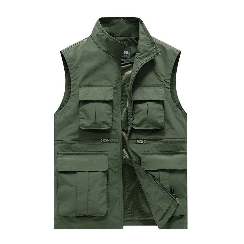 Men Sleeveless Jacket Tactical Hiking Fishing Multi-pocket Photographer Coat Outdoor Leisure Male Thin Cargo Jacket Vests M-8XL
