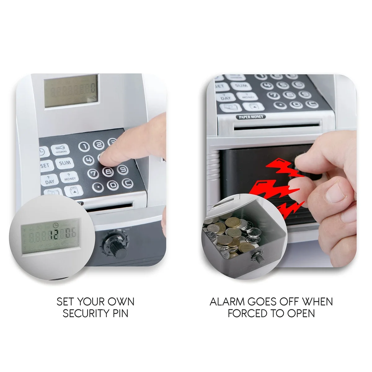 Smart ATM Piggy Bank for Money Mini Banknote Money Boxes Voice ATM Machine to Teach Children Money Management 6