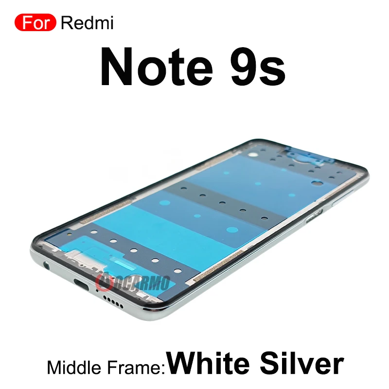 사이드 키 포함 중간 프레임, 블루 블랙 화이트, Redmi Note 9s 용 교체 부품