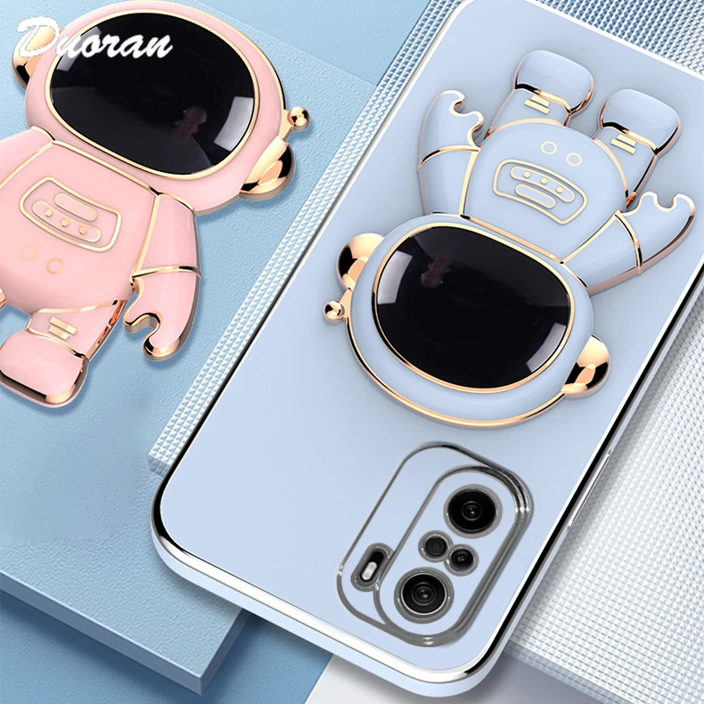 Luxury Astronaut Phone Case for Xiaomi Redmi Note 11 11S 10 10S 9S 9 Pro Max 8 7 9A K20 K30 K40 K50 Pro Case with Holder Stand