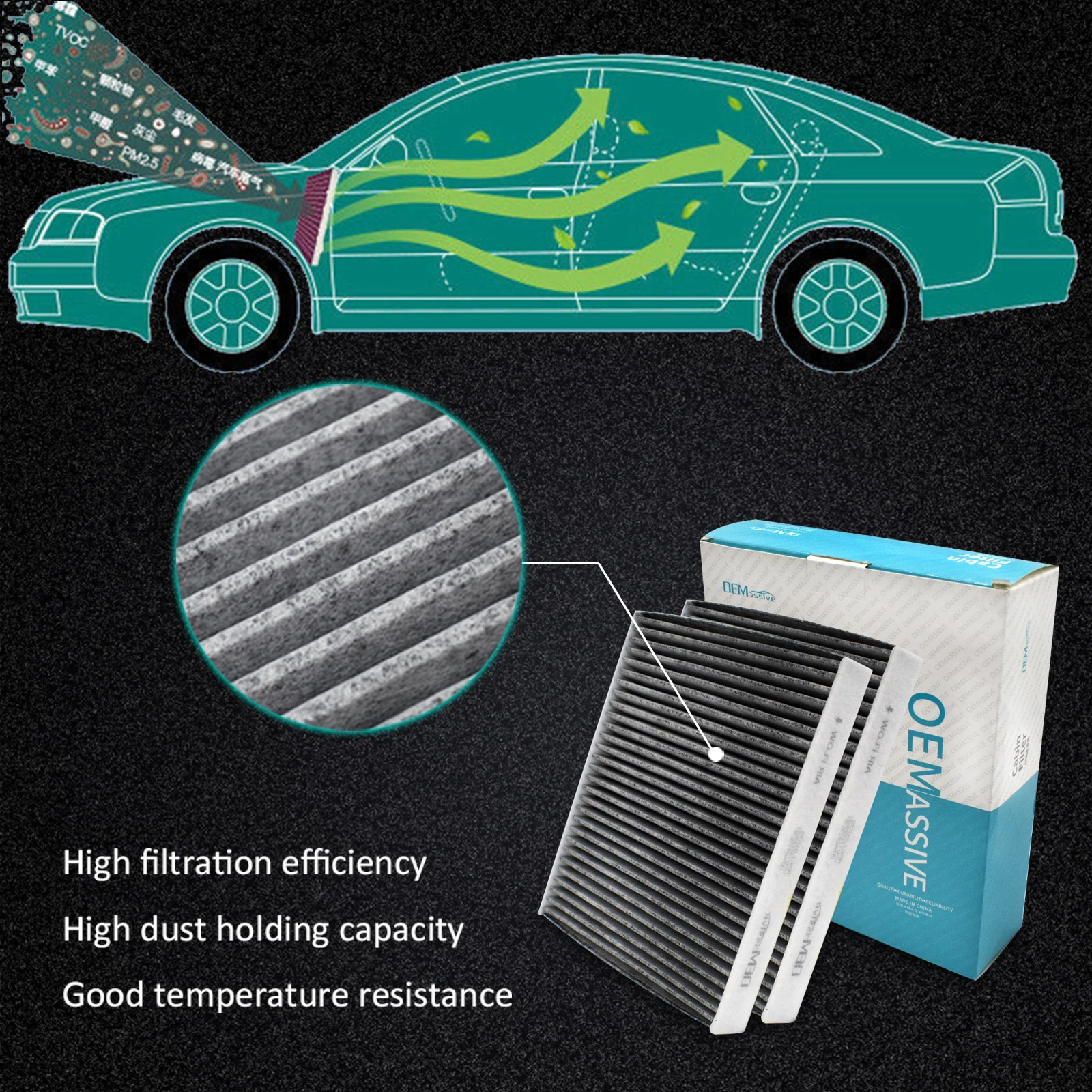 CABIN AIR FILTER FITS BMW 520I 528I 535I 550I 640I 650I 740I 750I 64119163329